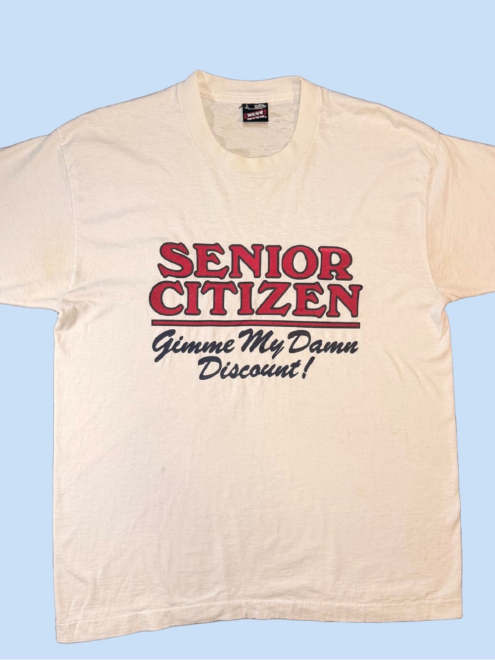 Vintage 80s/90s Funny Senior Citizen Graphic Tee Single Stitch White Large